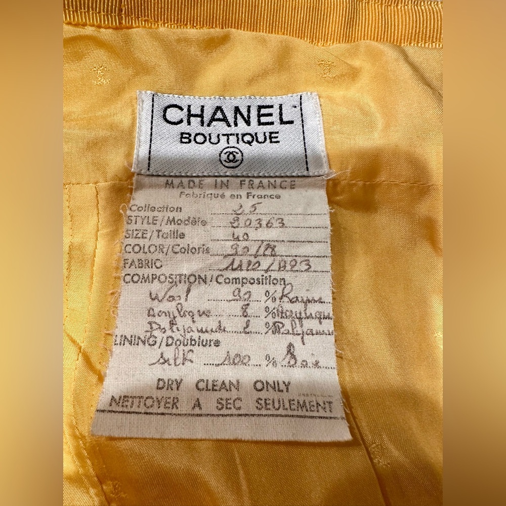 VTG Chanel Yellow Tweed Skirt - Picture 6 of 6